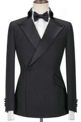 Black Two Piece Peaked Lapel Prom Suit